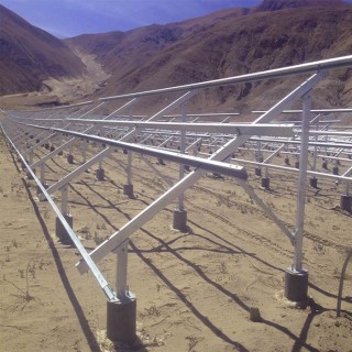 Double Pole Type PV Mounting Bracket Concrete Base Solar Panel Ground Mounting Systems